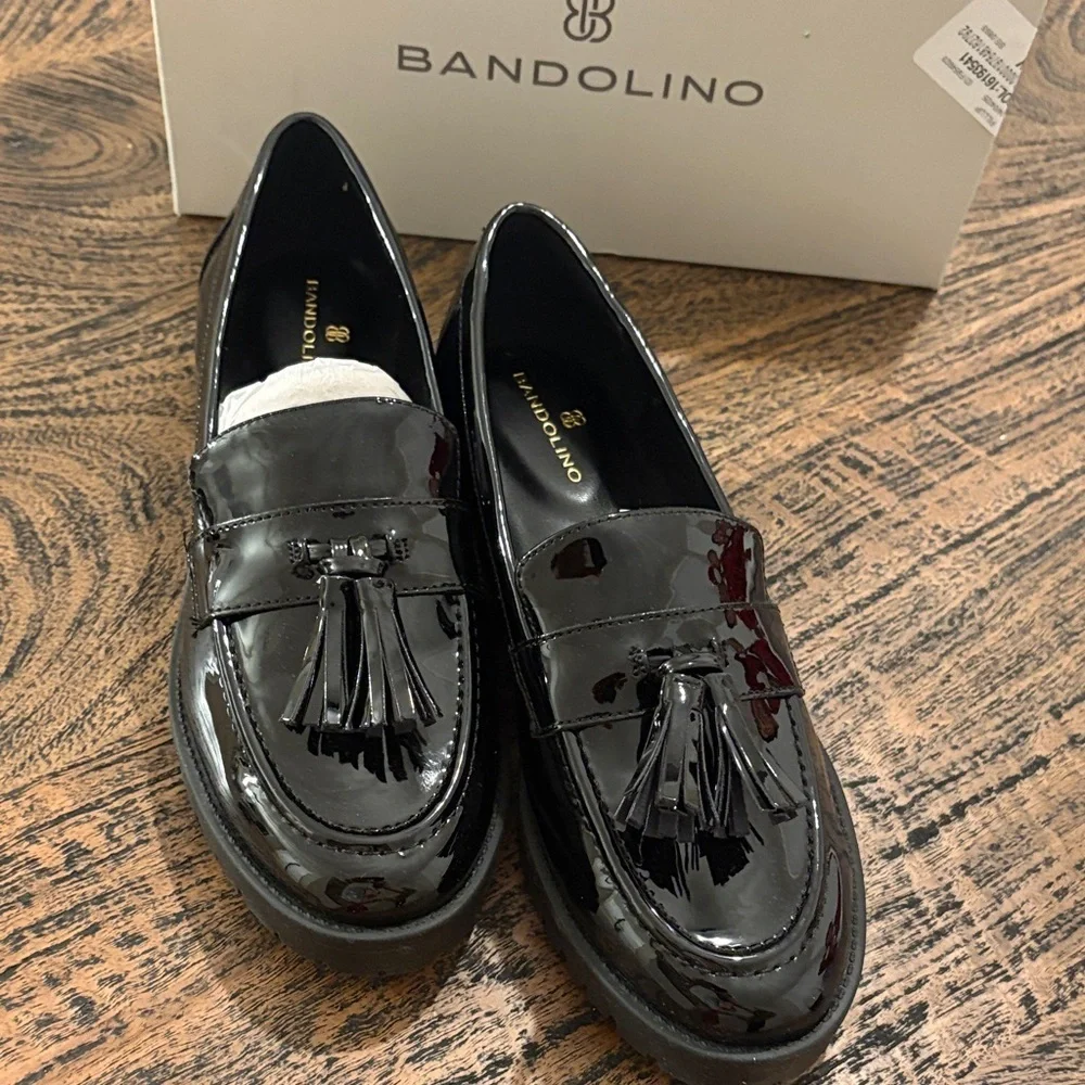Bandolino Glossy Black Tassel Loafers